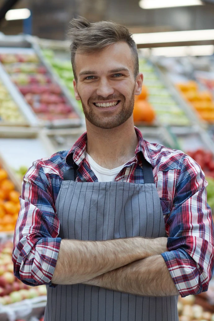 Man Working in Supermarket